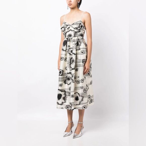 NWT- Stine Goya Abby Dress in Moving Flowers Black and White - Picture 1 of 8